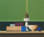 Wim Blom-Lamp and Striped Box 2007 oil on canvas 51 x 61 cm-20 x 24 inches