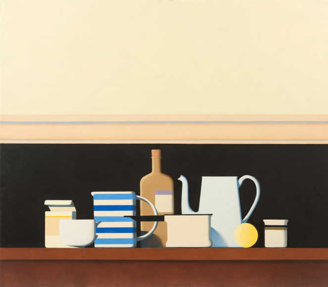 Wim Blom-Still life on a shelf  2017 Oil on panel  66 x 76.2 cm (26″ x 30″)