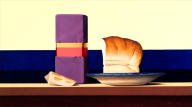 Wim Blom- Wrapped parcel 2005 oil on canvas 25.3 x 45.7 cm -  10 x 18 inches