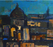 Wim Blom -    View of Florence 1957 oil on panel  32.2x36.5 cm frame: 49x57 cm